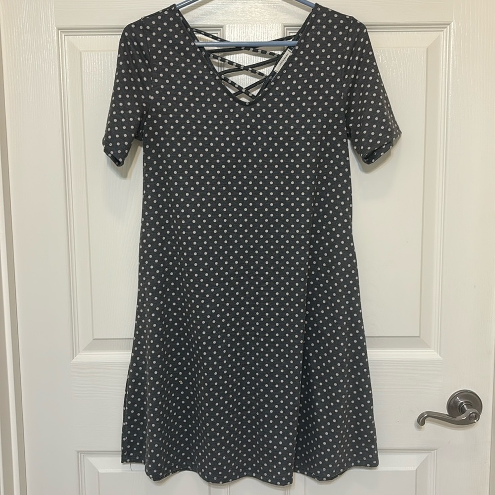 Gray/white polka dot dress